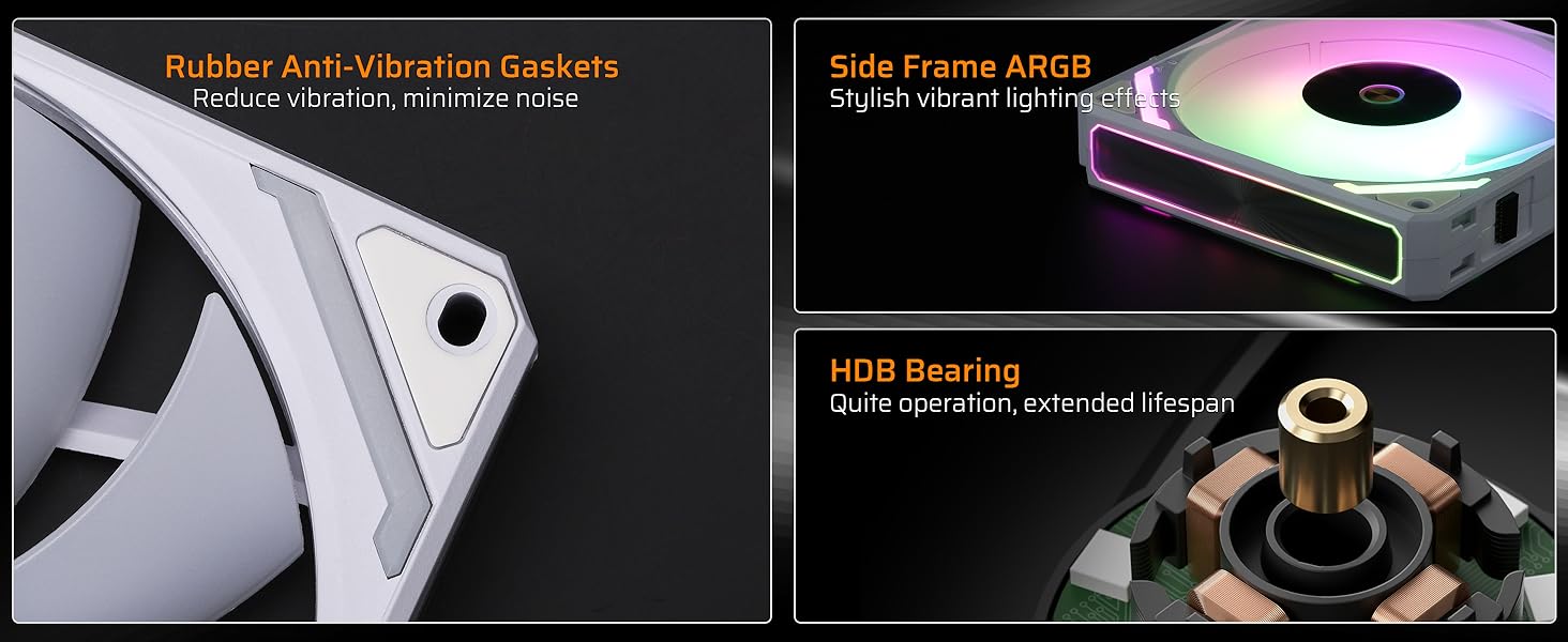 Addressable RGB Compatible wireless modular fan low noise quiet HDB bearing