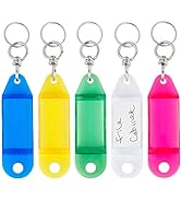 Uniclife 25 Pack Crystal Clear Tough Plastic Key Tags with Swivel Split Ring Label Window Assorte...