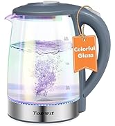 TOPWIT Electric Kettle, Colorful Glass Tea Kettle, 2.0L Hot Water Kettle Electric, BPA-Free Stain...