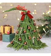 Small Mini Table top Christmas Tree with 50 LED Lights 1.5FT Little Curved Shape Artificial Whims...