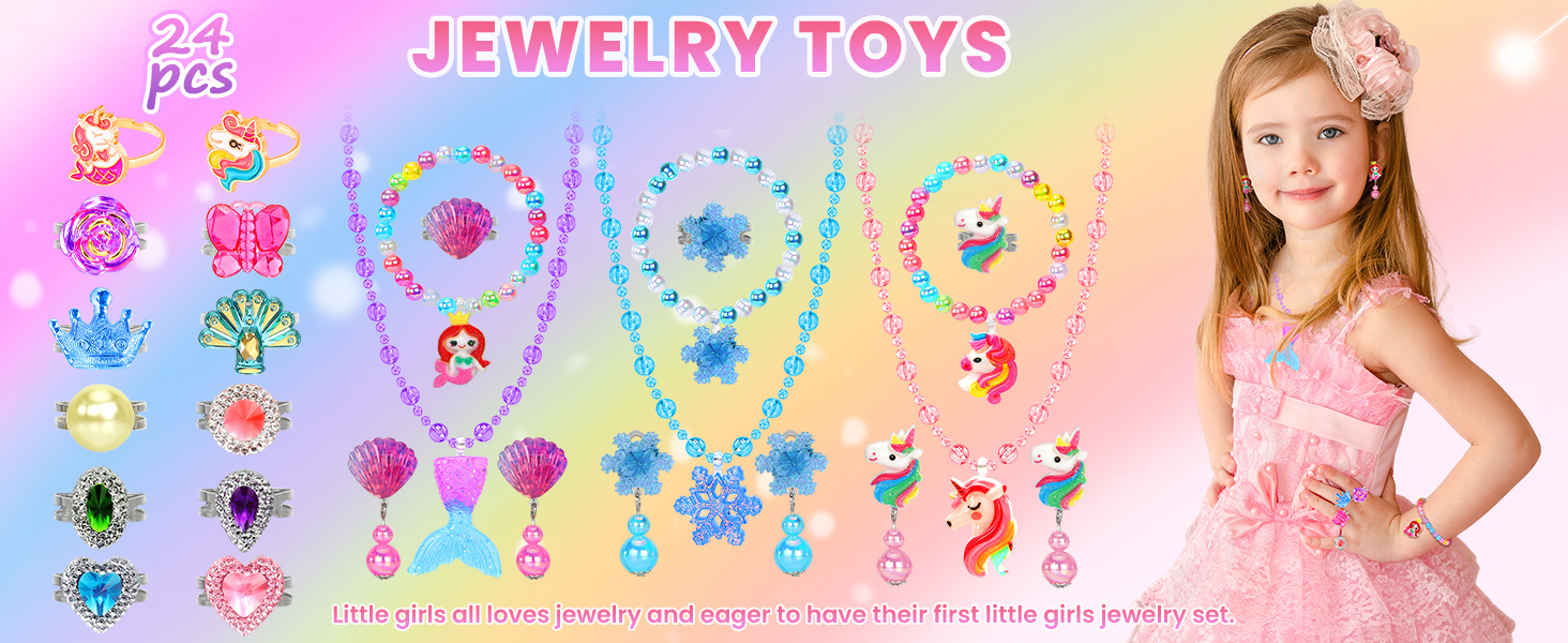 24 PCS Cute Costume Jewelry Princess Party Favors