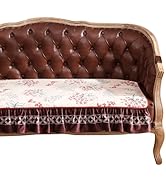 patdrea Sofa Couch Cover with Ruffle,Pink Velvet Floral Sectional Bed Stool Bench Slipcovers, Foo...