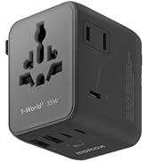 MOMAX Universal Travel Adapter, GaN PD 35W Fast International Power Adapter, 2AC, 3 USB C & 2 USB...