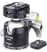 Low Profile Camera Tripod Head with 2 Arca Quick Release Plates 40mm Aluminium 360 Rotating Panor...