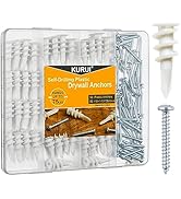 KURUI #8 Self Drilling Drywall Anchors, 100PCs Wall Anchors and Screws for Drywall, 50 Self-Tappi...