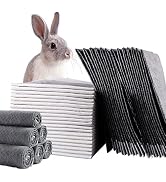 PINVNBY Rabbit Pee Pads,100 Pieces Disposable Cage Liners Black Carbon Super Absorbent Odor-Contr...