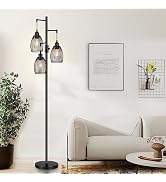 Dimmable Floor Lamp, 3 x 800LM LED Edison Bulbs Included, Farmhouse Industrial Floor Lamp Standin...