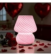 ULAROOM Battery Operated Mushroom Lamp-Cute Small Pink Aesthetic Table Lamp with Timer,Cordless B...