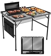 WildFinder 3x2 FT Folding Grill Table, Portable Camping Table for Outside, Adjustable Height Fold...
