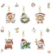 Ginfonr DIY Diamond Art Keychains Kit – 6PCS Diamond Painting Keychains for Bag with Christmas, C...