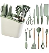 Kitchen Utensils Set for Cooking - 5 Cooking Utensils, 6 Knife Set, 1 Utensil Set Holder, Super S...