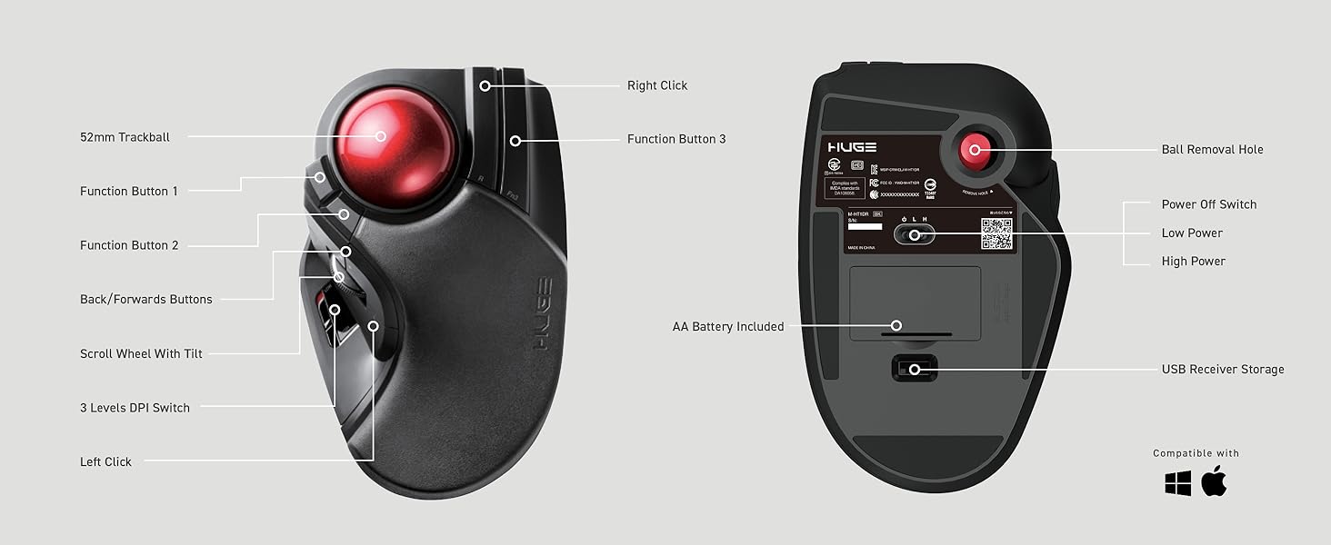 Huge Trackball Programmable Buttons