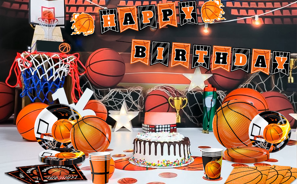 basketball birthday tableware
