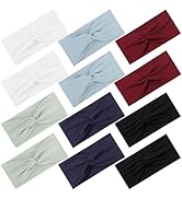 12 Pcs Stretchy Headbands for Women, Absorbed Sport Headband Soft Twist Knotted Hairbands for Dai...