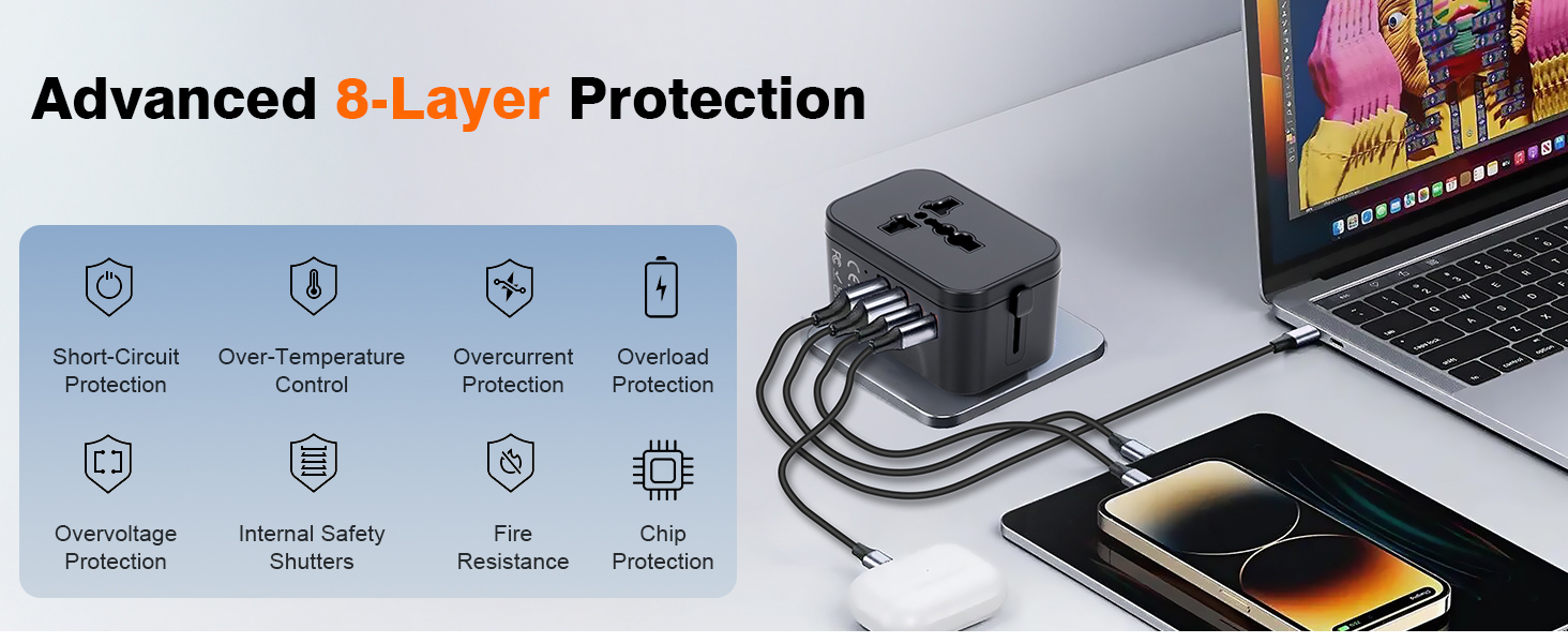 safety protection more safer to use rapid charge travel plug adapter power converter