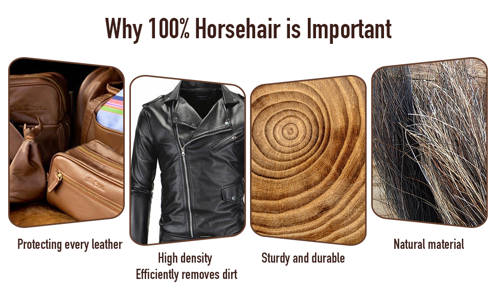 horse hair leather beech wood jacket care cleaning brush horsehair brush