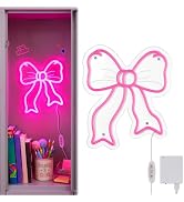 Pink Bow Magnetic Locker Lights, Neon Sign Accessories Decor for Girls | MADHOLLY Brightness Adju...