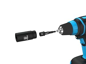 Wearable hand drill adapters can be used with sockets attached