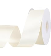 Double Faced Ivory Ribbon 1 1/2 inch 30 Yards Cream Satin Ribbon for Flower Bouquet Crafts Gift W...