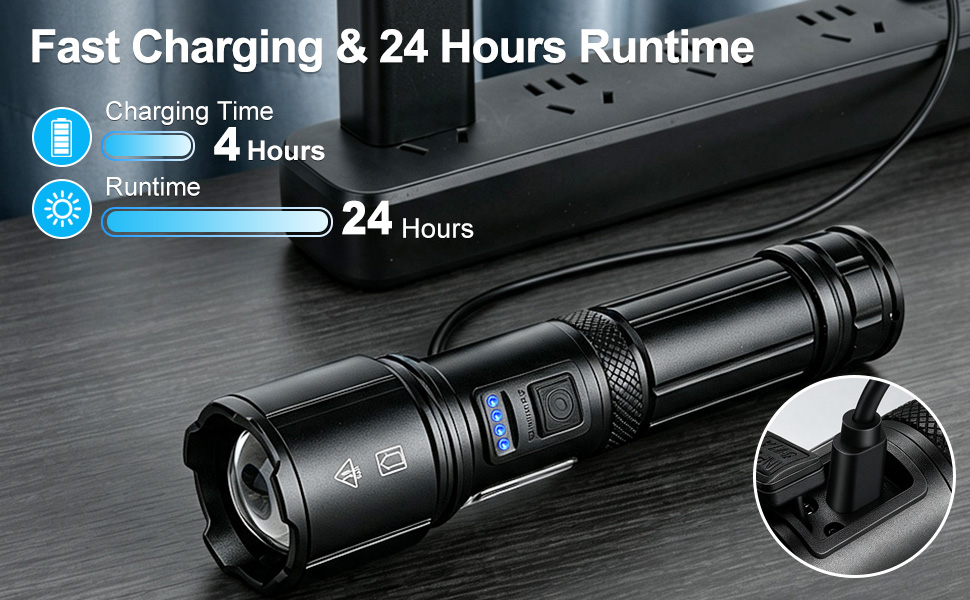Rechargeable Flashlight and long time runtime