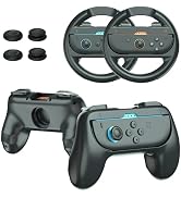 JUSPRO Joy-Con Grips & Steering Wheels Bundle for Nintendo Switch 2, Ergonomic Anti-Slip Handles ...