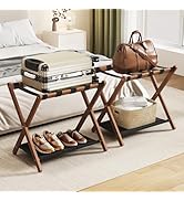 Fully Assembled Walnut Luggage Racks Set of 2, Bamboo 26.77" Luggage Rack Stand for Guest Room, 5...