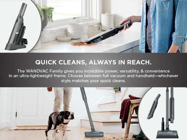 showing the system and the handvac with easy clean modes