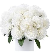 SITUMEIZI 12 Pcs White Artificial Chrysanthemums Flowers Ball Flower Fake Mums Silk for Wedding H...