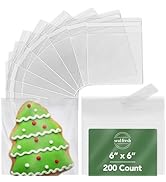 Seal Fresh 6 x 6 Inch Cellophane Bags 200 Pack — Clear Self-Sealing Resealable Treat Bags for Coo...