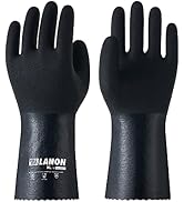 LANON Nitrile Chemical Resistant Gloves, Reusable Heavy Duty Safety Work Gloves with MicroFoam Te...