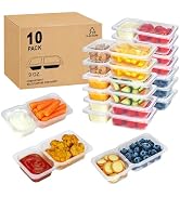 MACTANO 9 OZ Reusable Snack Containers with Lids, New Double Compartment Condiment Snack Pack Con...
