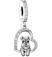 BSFJTY S925 Sterling Silver Dog Charm, Yorkie/Pomeranian/Miniature Schnauzer Poodle Bulldo Chihua...