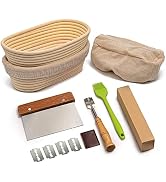 Rorecay Banneton Bread Proofing Baskets Set of 2, 10 Inch Oval Cane Sourdough Bread Rising Basket...