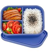 WYGLHLF Silicone Adult Bento Box, 3 Compartment Leakproof Silicone Lunch Container, Lunch Box for...