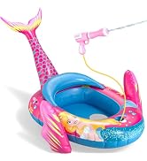 ASDGZD Kids Pool Floats with Water Gun, Mermaid Toddler Inflatable Pool Toys for Kids Age 3-8 Yea...