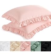 Bedsure Ruffle Pillow Cases, Blush Pink Pillow Shams Standard Size Set of 2, Double Brushed Micro...