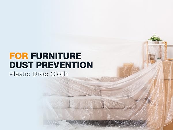 Heavy-duty plastic dust sheets + tarps=full paint project protection.