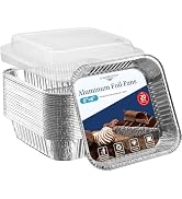 MARLOCA 8x8 Aluminum Foil Pans with Clear Lids 20 Pack - Square Disposable Cake Baking Pans, Food...