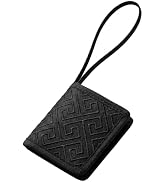 Traditional Chinese Fixed-Size Fan Buckle, Black Hui Pattern Fabric Fan Holder, Non-Adjustable Fa...