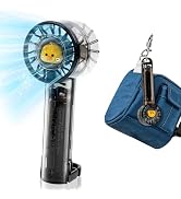 Handheld Fan with Lights, Cute Cartoon Transparent Turbo Portable Fan, 3 Gear High Speed 2000mAh ...