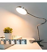 LiFMIRA Clip on Lamp Reading Light 5 Color Modes 10 Brightness 8W 66 LED Eye Caring Metal Clamp L...