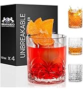 Bravario Unbreakable Plastic Whiskey Glasses | Shatterproof 100% Tritan Double Rocks | Dishwasher...