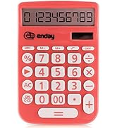 Calculator for Students Red, Basic Calculator 12 Digits Solar Powered Calculators Large Display O...
