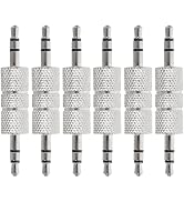 KALLORY 6pcs Male to Male Audio Cable Extender Adapter Metal Straight Through Connector for Car S...