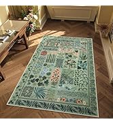 Zealude Floral 3x5 Sage Green Bathroom Rugs, Botanical Washable Area Rugs for Entryway Bedroom, N...