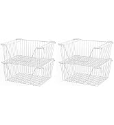 SANNO Stackable Wire Baskets for Organizing Pantry Storage and Organization Metal Bins Fruit Vege...