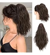 SARLA Short Ponytail Extension Claw Clip in 13 Inch Fluffy Synthetic Curly Wavy Pony Tail Hairpie...