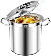 Large Stock Pot -75QT Stainless Steel Stockpot with Lid, Heavy Duty Tri-Ply Bottom Commercial Gra...