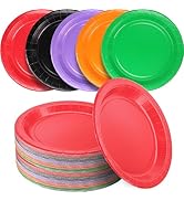 Amcrate Paper Dinner Plates, 8 1/2 Inches Paper Plates Disposable, Colorful Disposable Plates for...