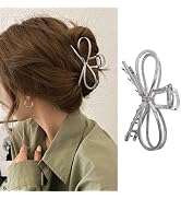 1Pcs Metal Sliver Hair Clips French Bow Tie Hair Claw Clips Large Fashion Hair Accessories for Wo...